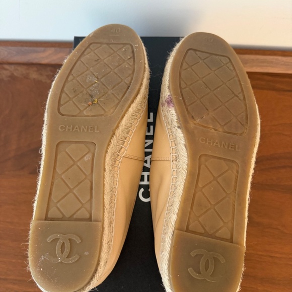 CHANEL Lambskin CC Espadrilles W 40 Beige Black - Picture 3 of 5